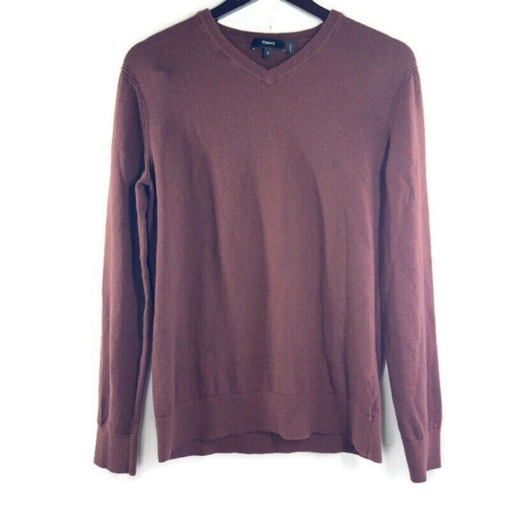Theory Sweater Women's Medium Fitted V Neck Luxe Merino Wool - Picture 1 of 8